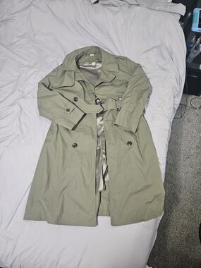 DSCP All Weather Trench Coat 40R Military Issue Olive Green Belted Rain Coat USA